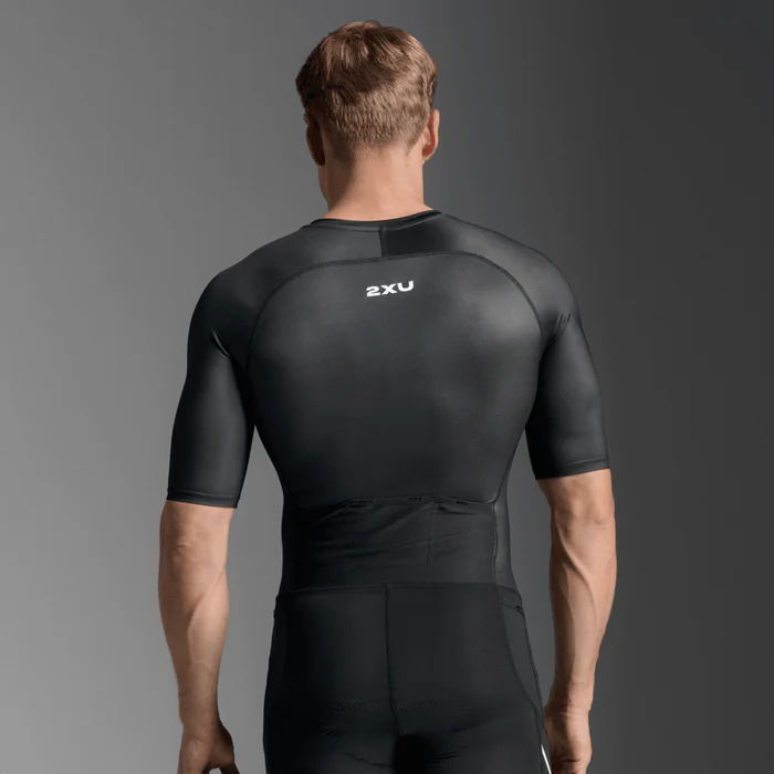 2XU Core Sleeved Trisuit (Mens) Black/White - Image 2