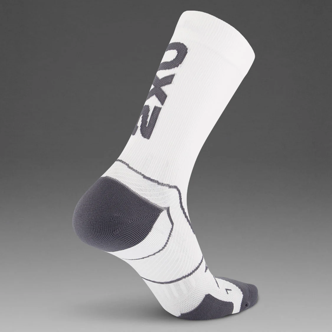 2XU Vectr Cushion Crew White/Grey Sock - Image 2