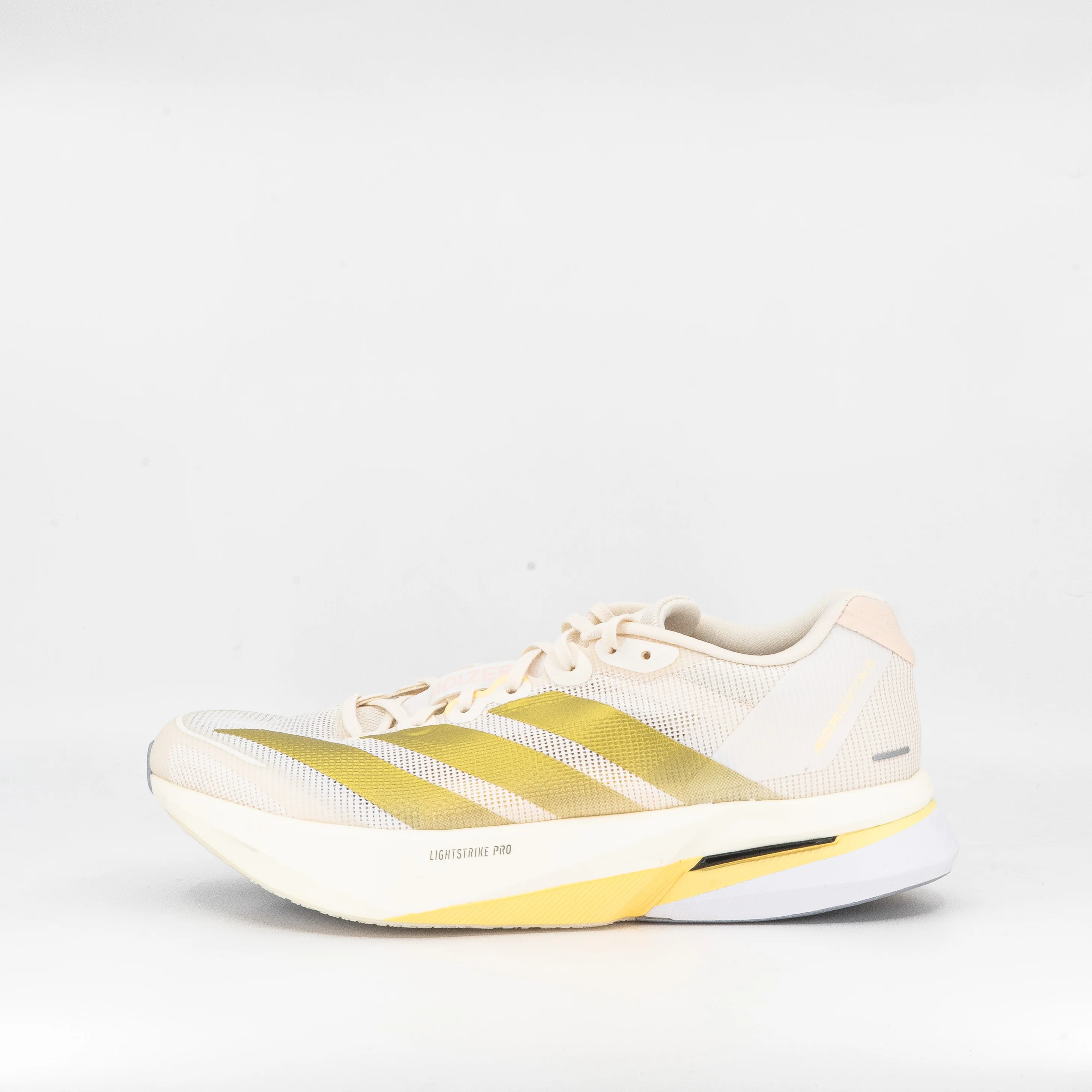 Adidas Adizero Boston 13 (D Standard) Mens Chalk White/Gold Metallic/ Halo Silver - Image 2