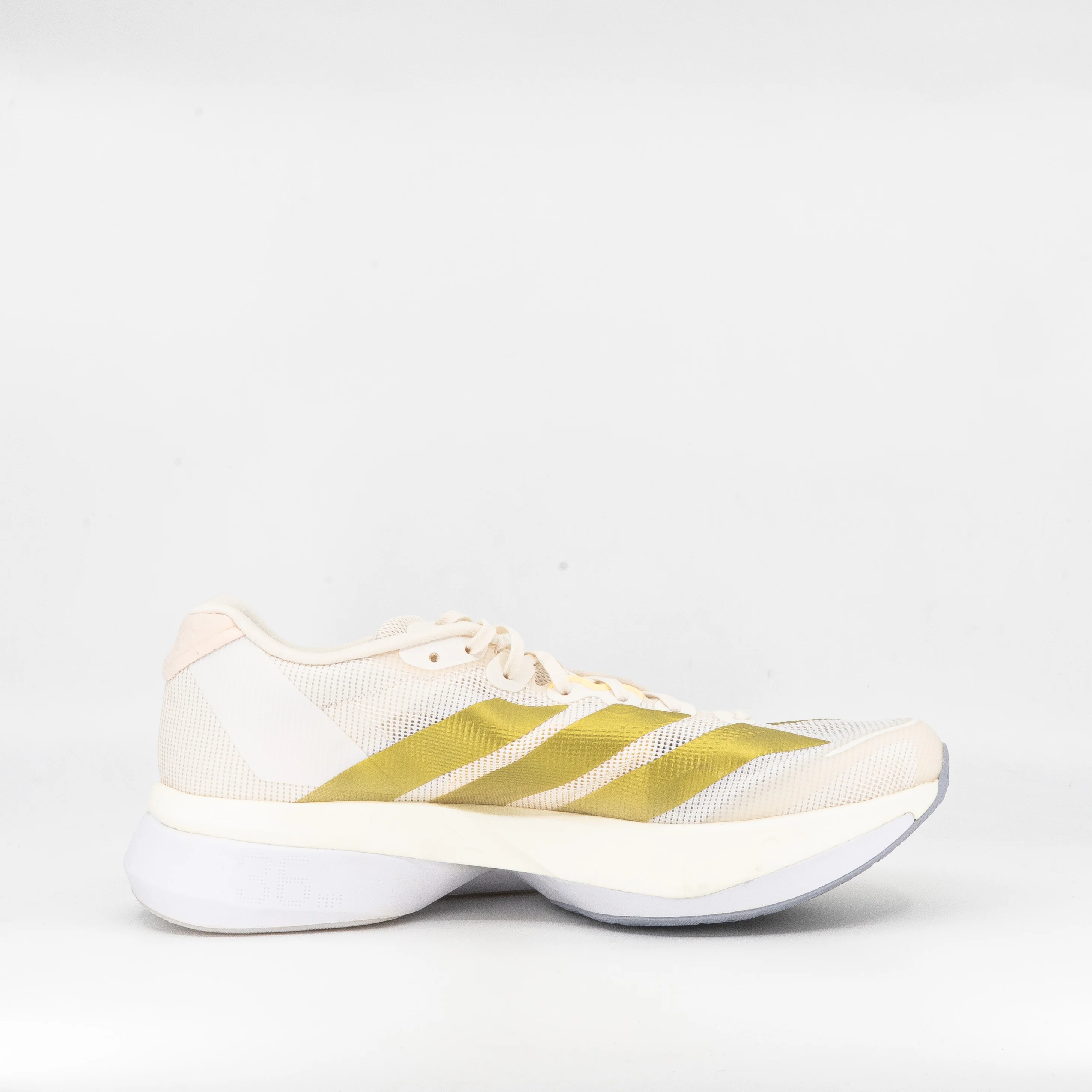 Adidas Adizero Boston 13 (D Standard) Mens Chalk White/Gold Metallic/ Halo Silver - Image 3