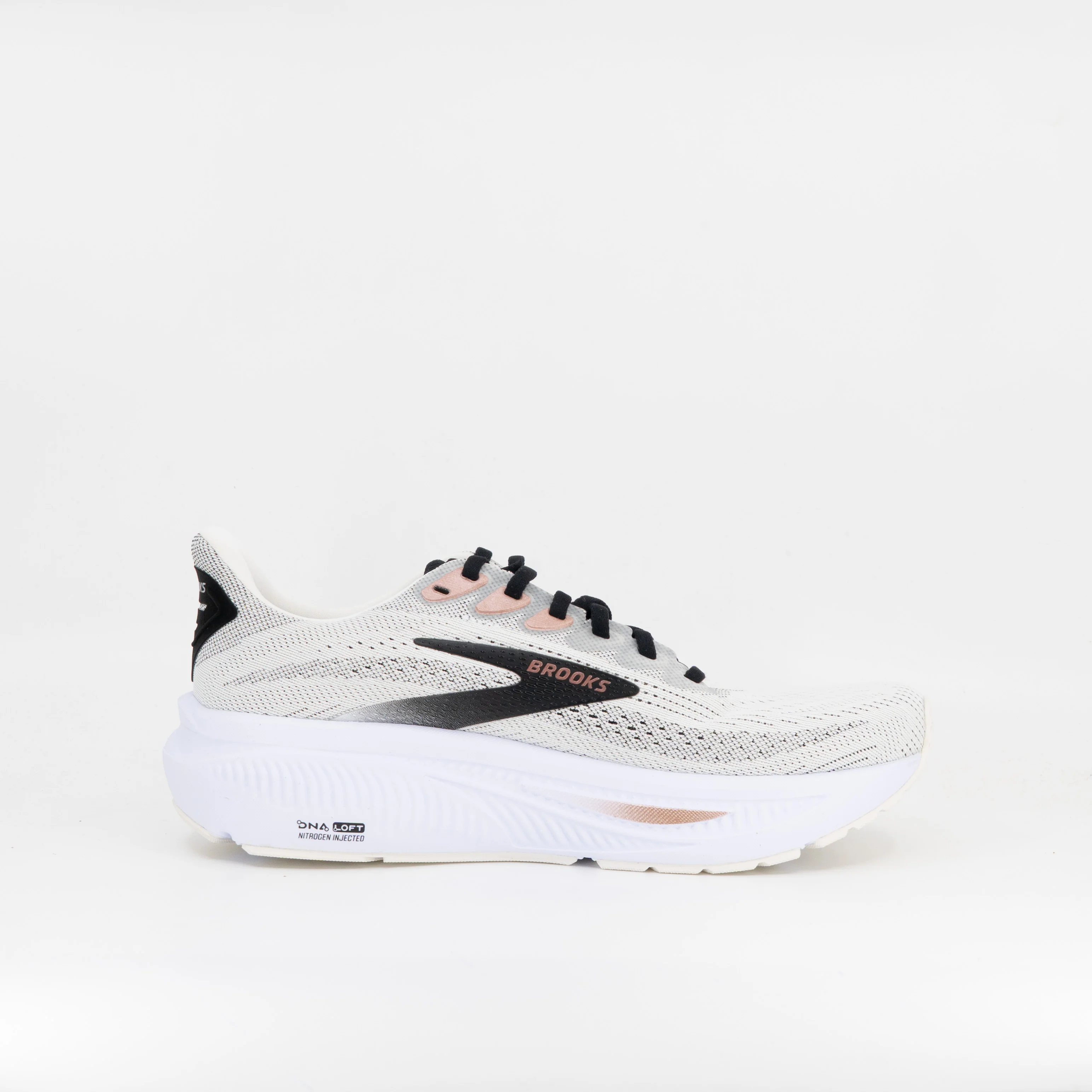 Brooks Ghost 17 (B Standard) Womens White/Black/Rose Gold - Image 3