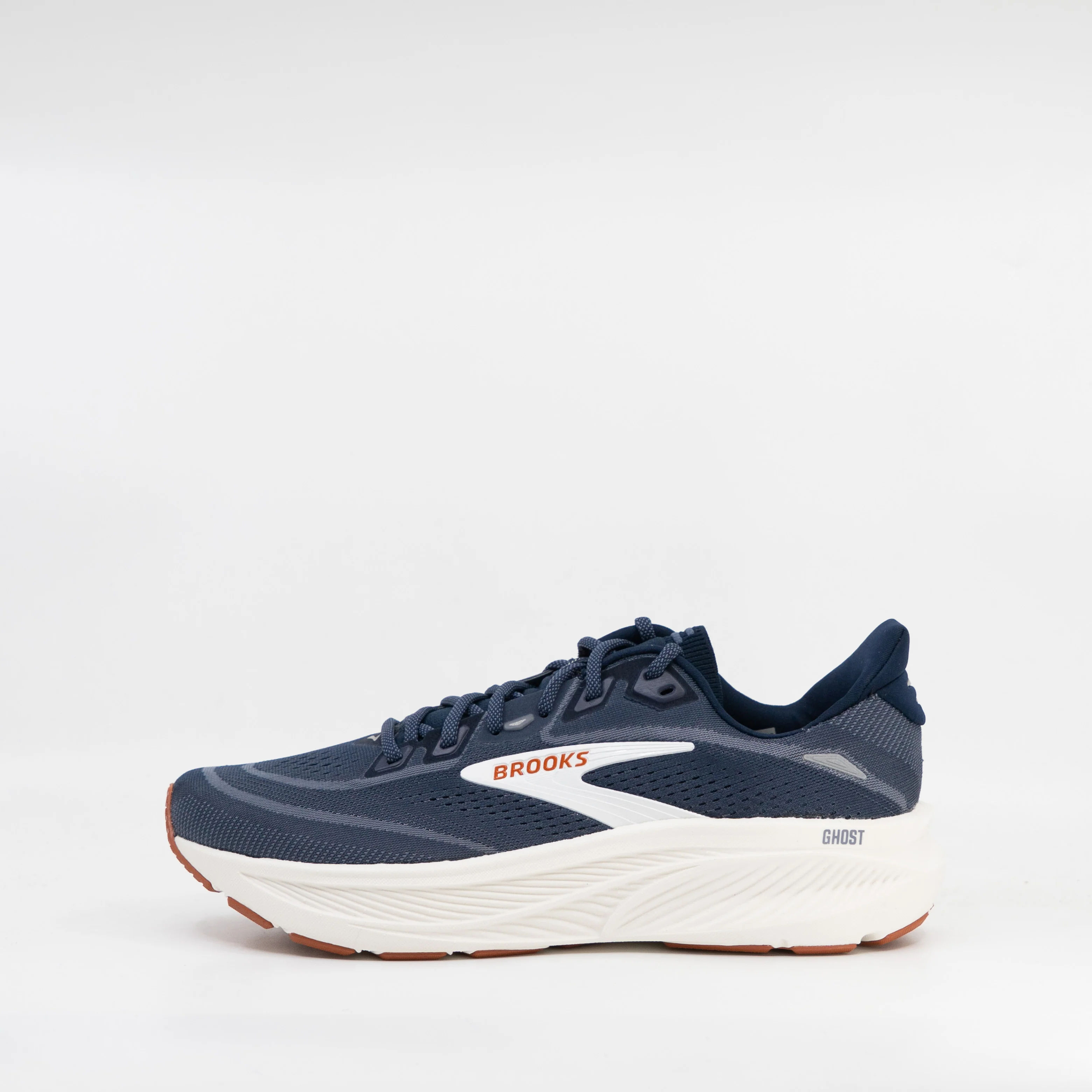 Brooks Ghost 18 (2E Wide) Mens Navy Blazer/Red Earth/Blue - Image 2