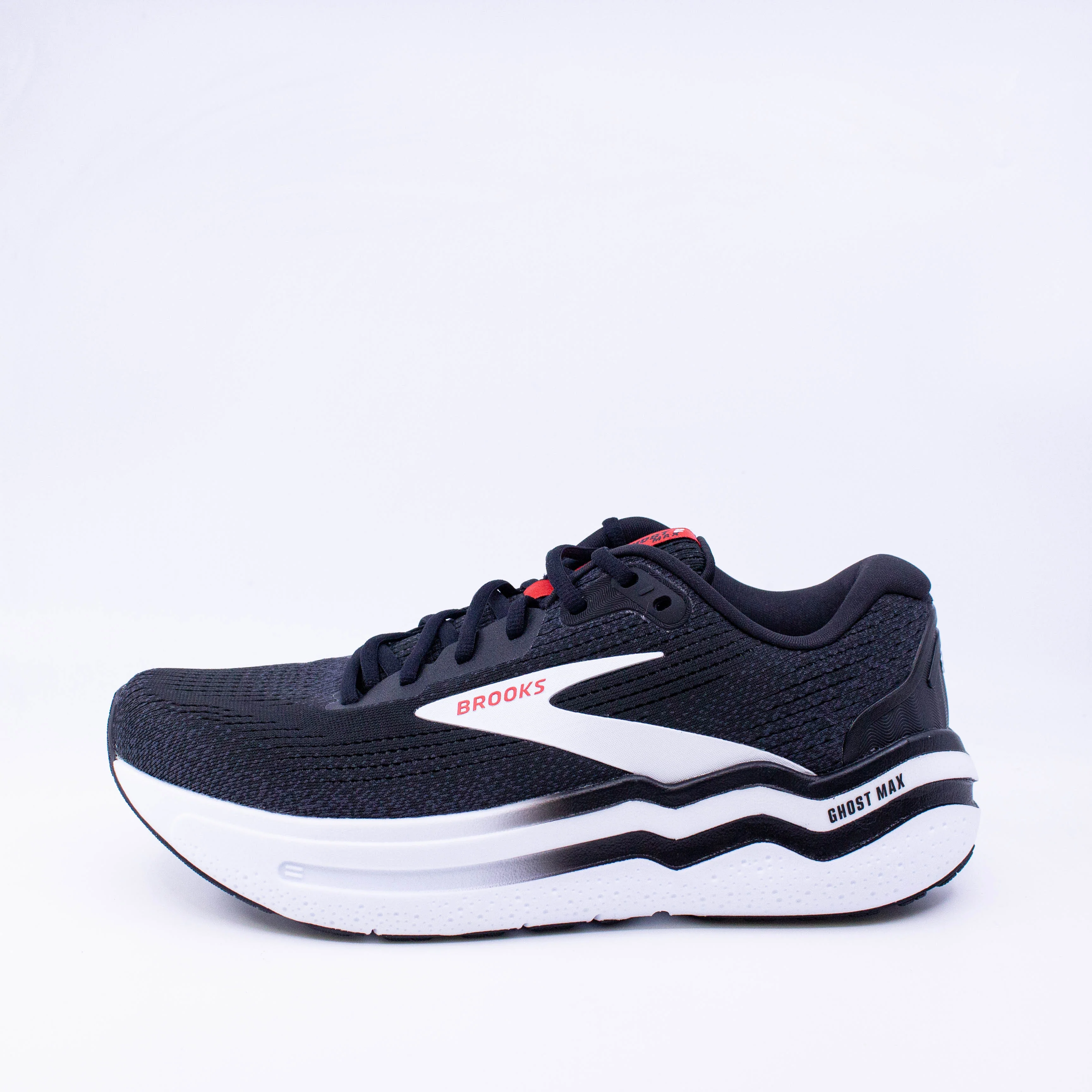 Brooks Ghost Max 2 (D Standard) Mens Black/White/Fiery Red - Image 4