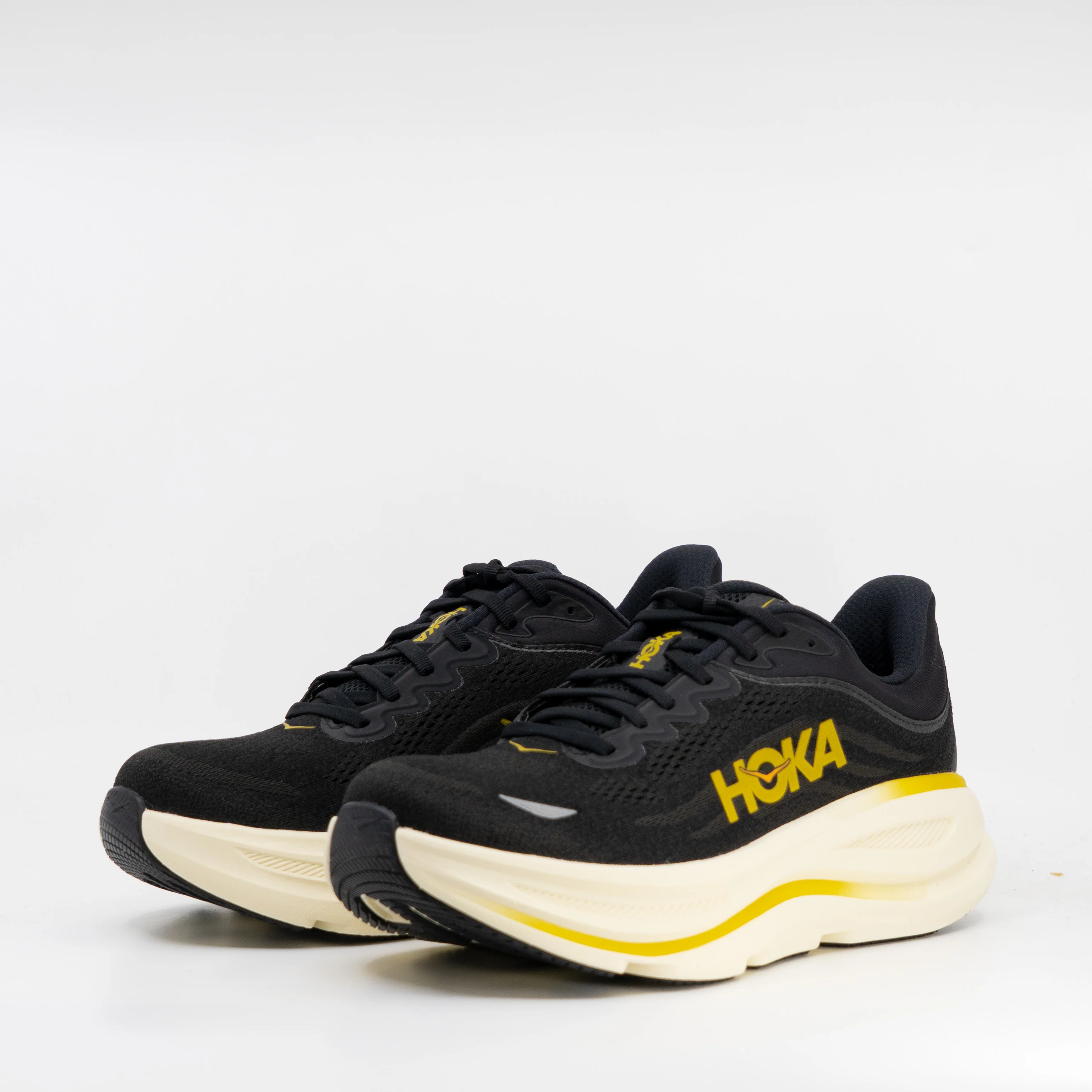 Hoka Bondi 9 (2E Wide) Mens Carbon Black/Yellow Gold