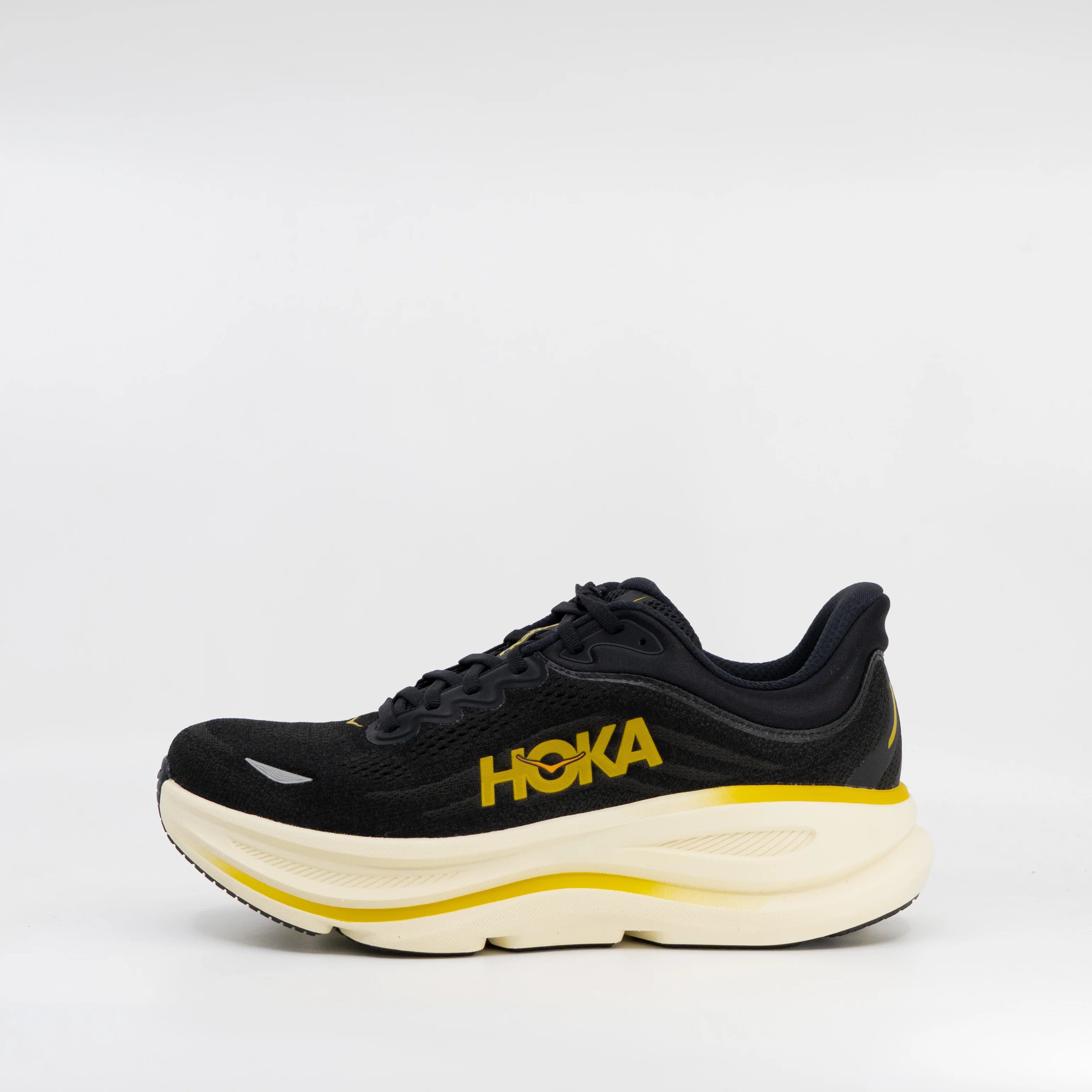 Hoka Bondi 9 (2E Wide) Mens Carbon Black/Yellow Gold - Image 2