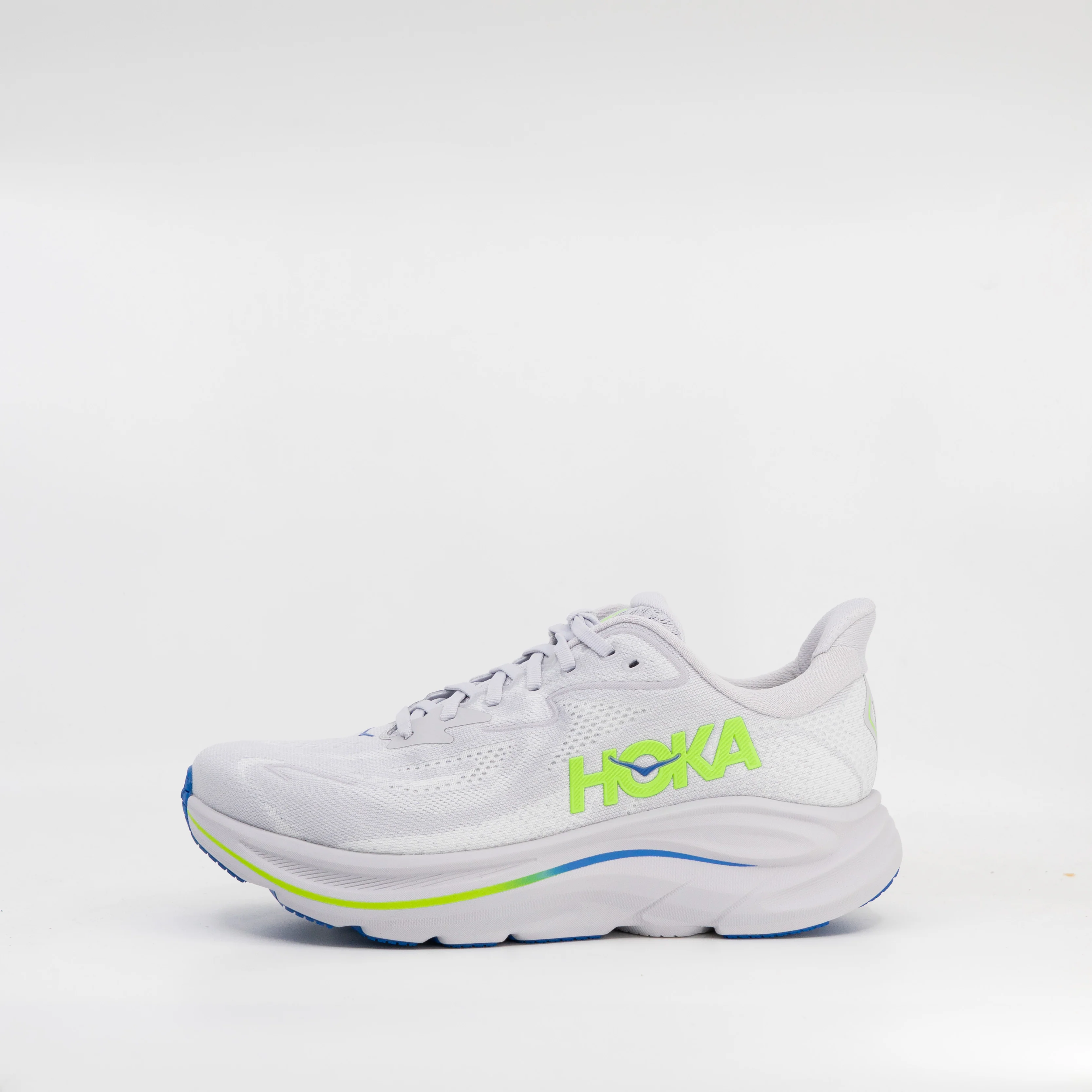 Hoka Clifton 10 (2E Wide) Mens Ash Grey/Neon Green - Image 2
