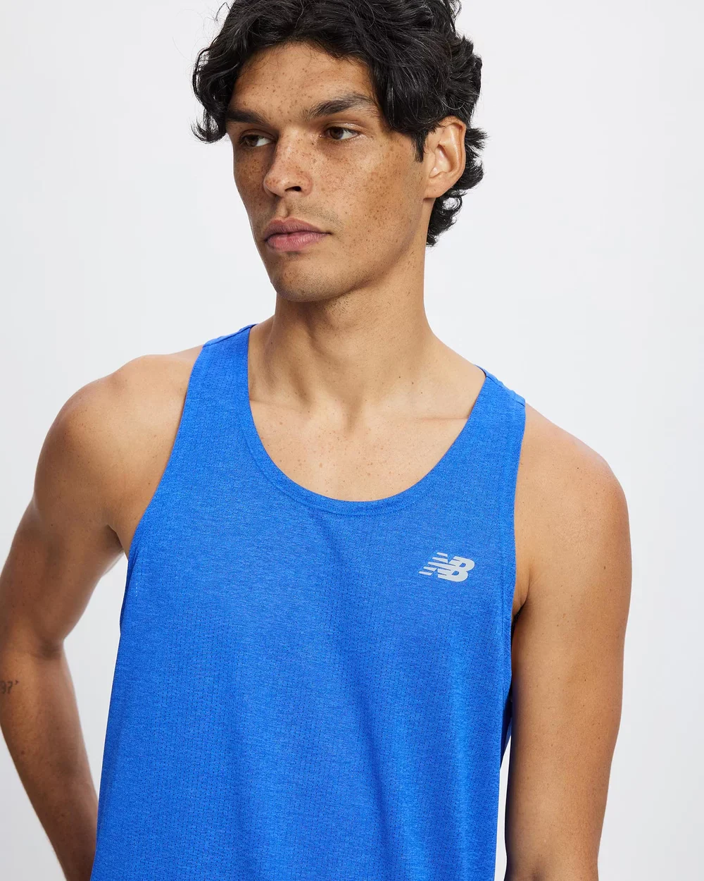 New Balance Athletics Tank Mens Blue Gemstone Heather - Image 3