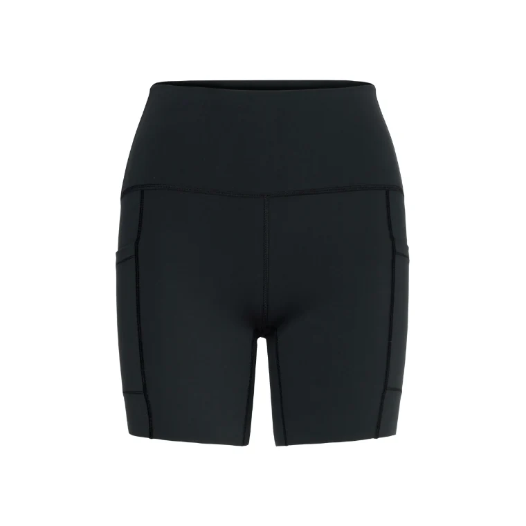 New Balance Sleek Pocket High Rise Short 6" Womens Black