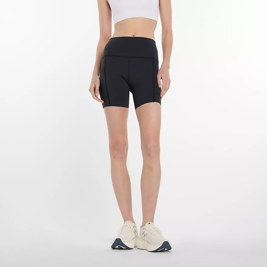 New Balance Sleek Pocket High Rise Short 6" Womens Black - Image 2