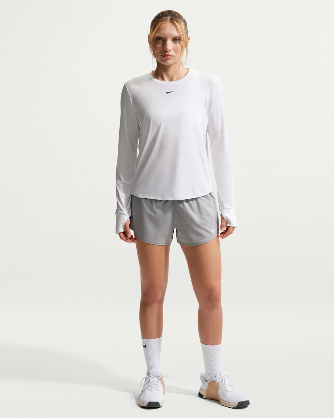Nike One Classic Dri-Fit Long Sleeve Top Womens White