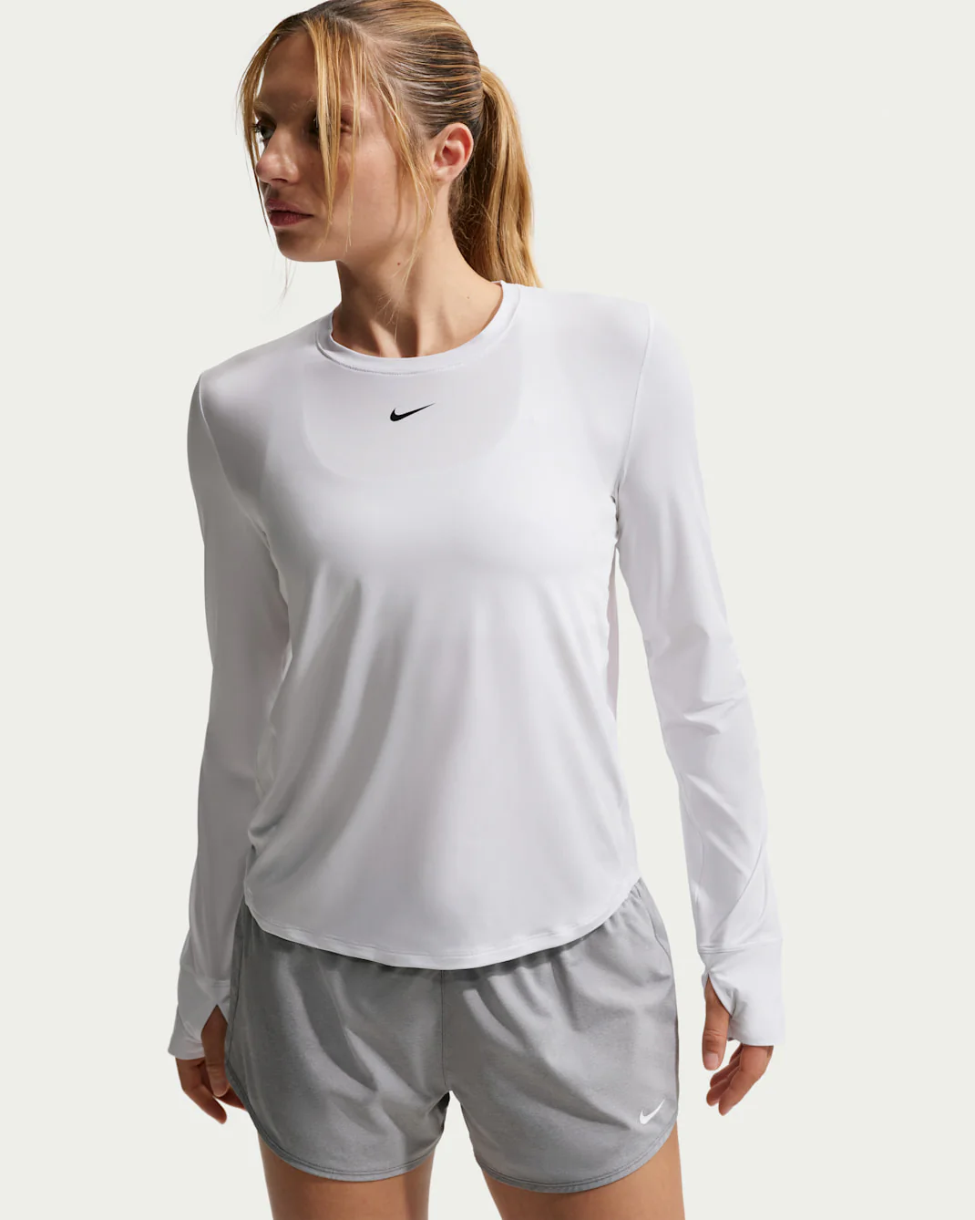 Nike One Classic Dri-Fit Long Sleeve Top Womens White - Image 2