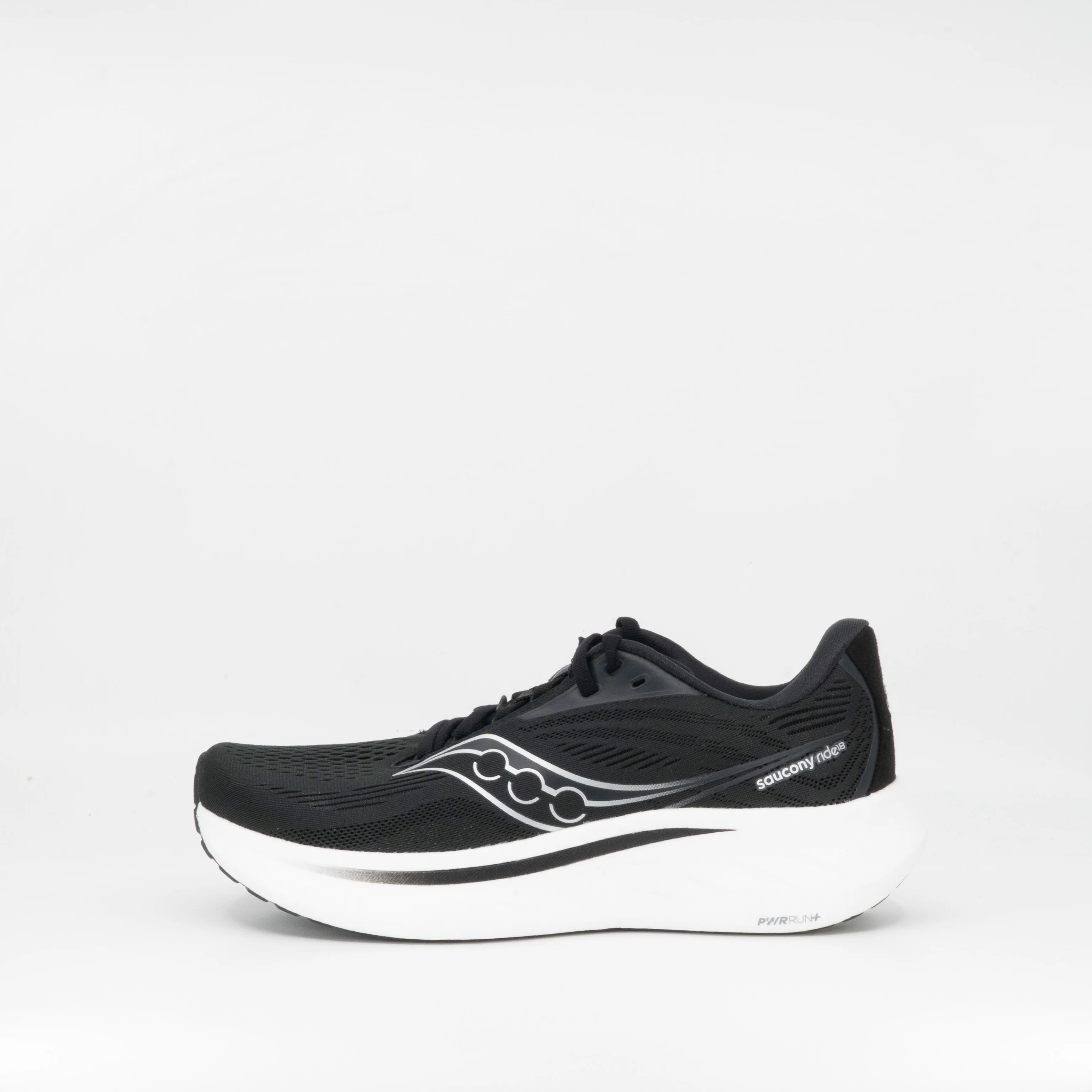 Saucony Ride 18 (2E Wide) Mens Black/White - Image 2