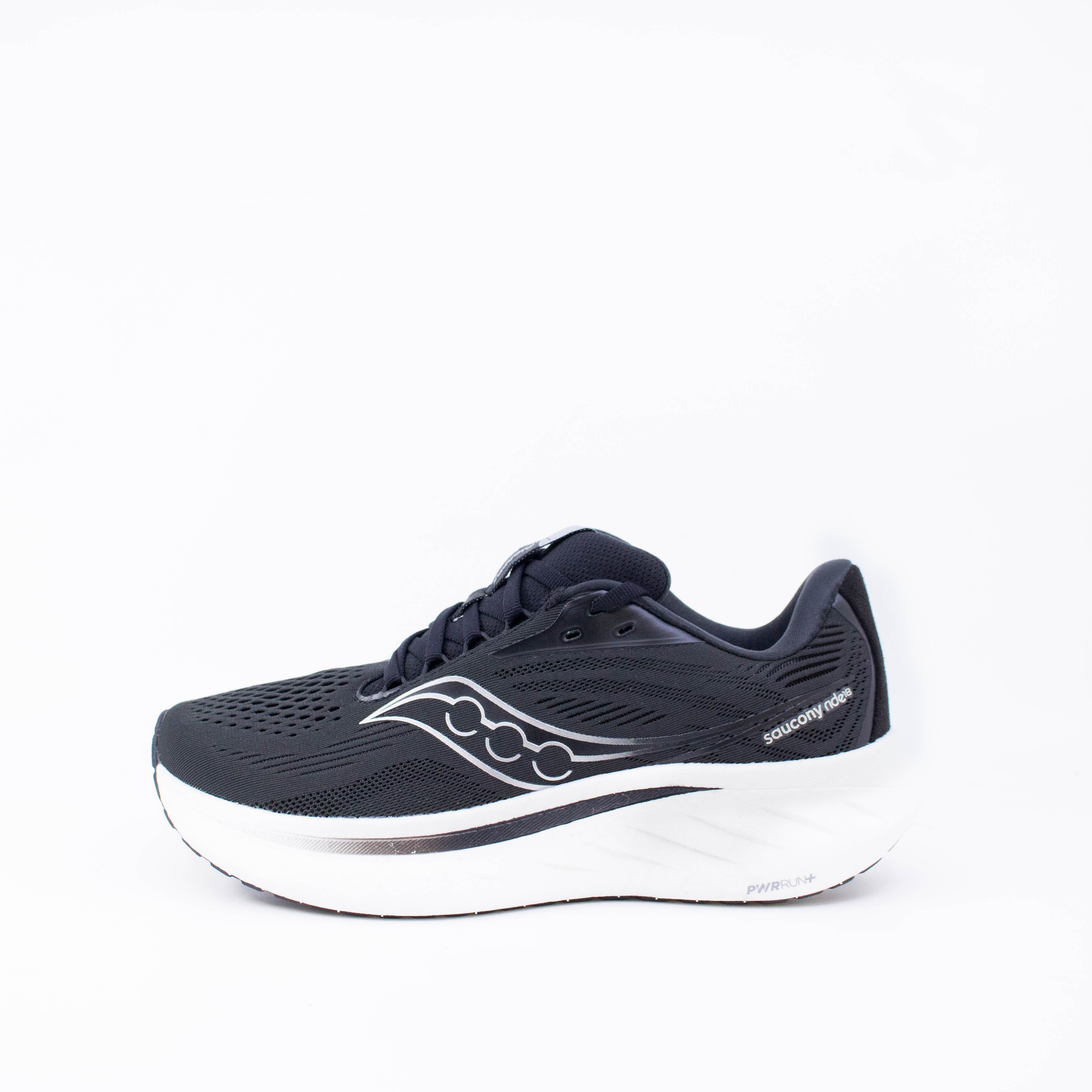 Saucony Ride 18 (D Wide) Womens Black/White - Image 2