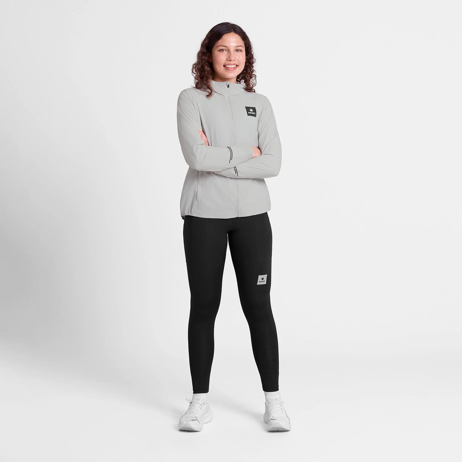 Saysky Clean Pace Flex Hooded Jacket Womens Grey - Image 4