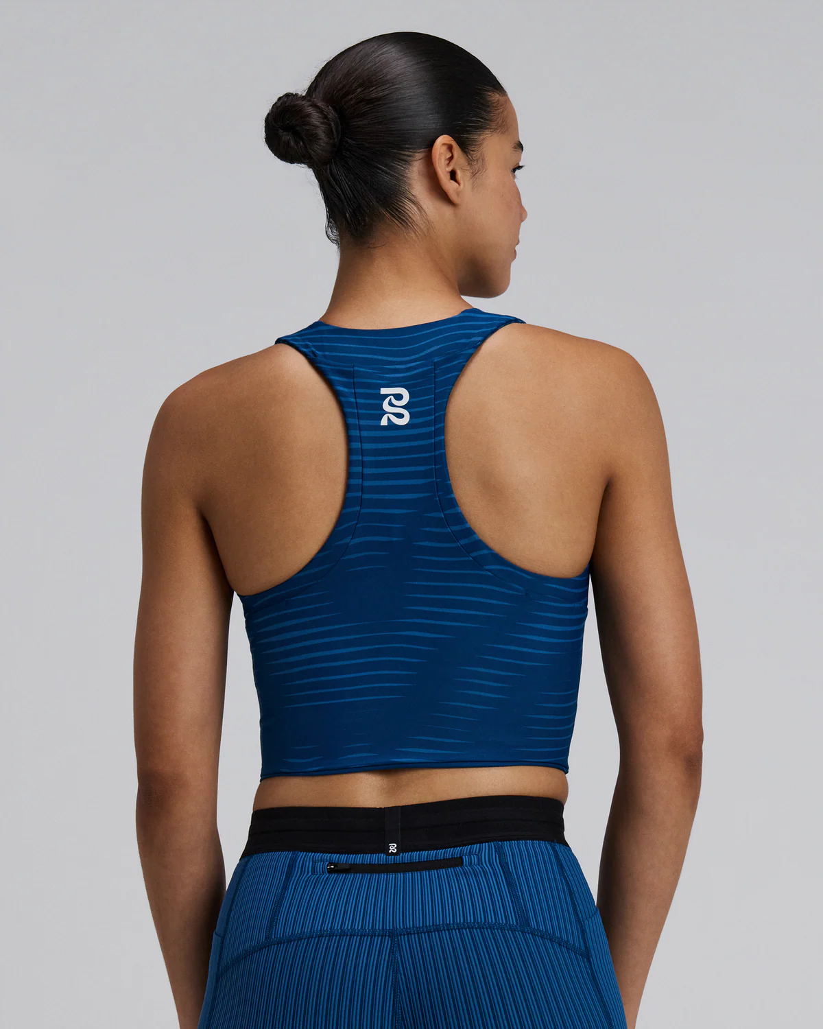 Bandit Stamina™ Race Crop (Womens) Organic Stripe Ink Blue - Image 3