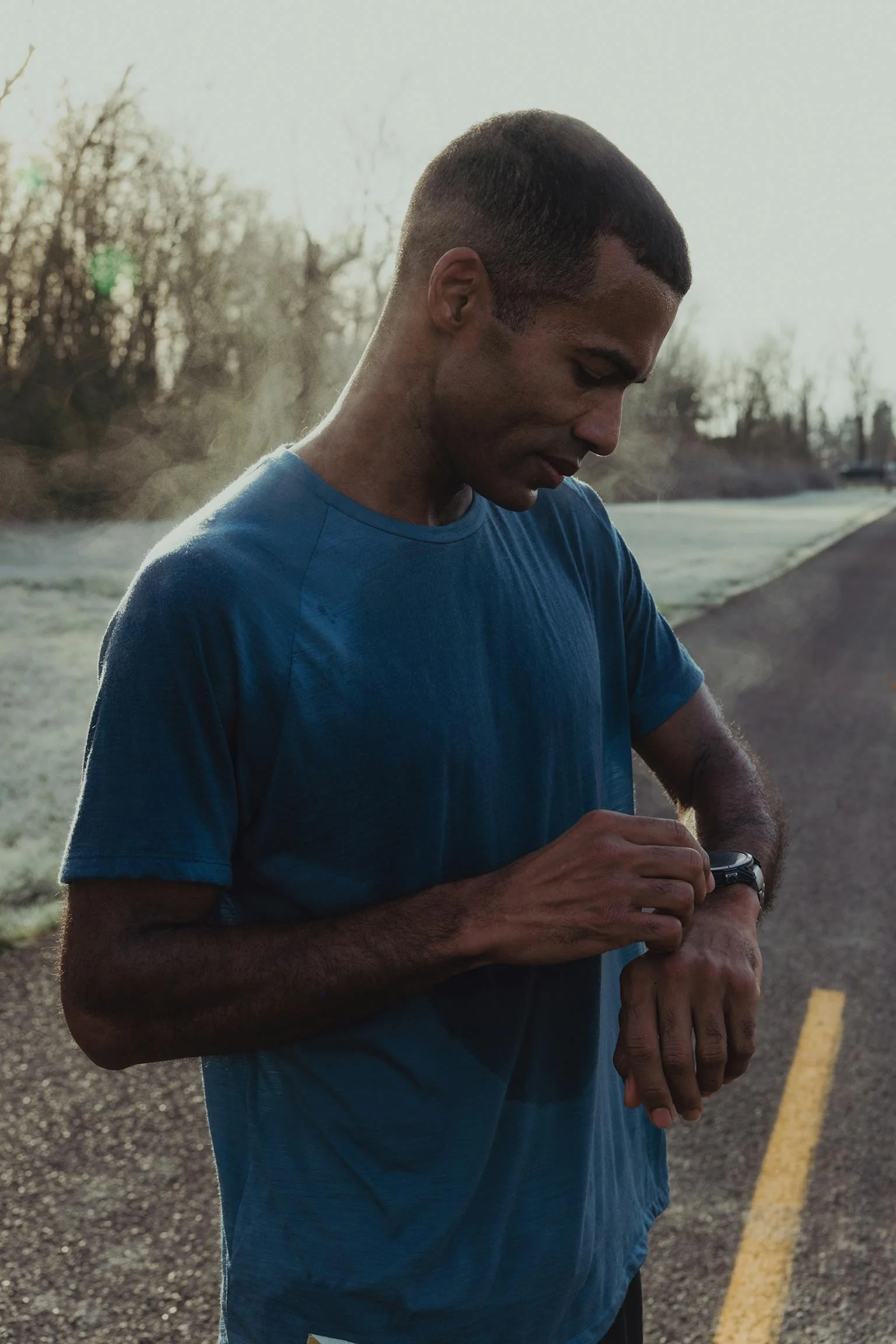 Tracksmith Harrier Tee Mens Bering Sea - Image 3