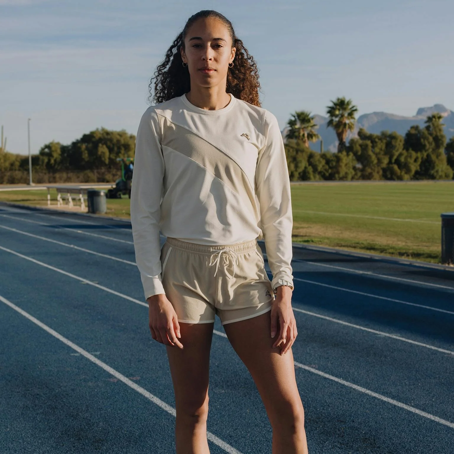 Tracksmith Van Cortlandt Long Sleeve Womens Ivory/Brown Rice - Image 2