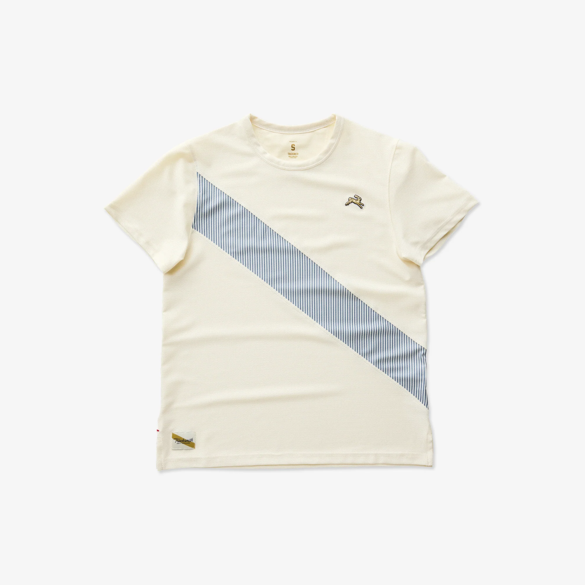 Tracksmith Van Cortlandt Tee Womens Ivory/Bering Sea Stripe